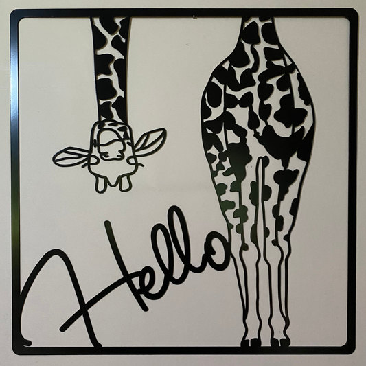 Hello Giraffe Metal Sign - Clearance image 0